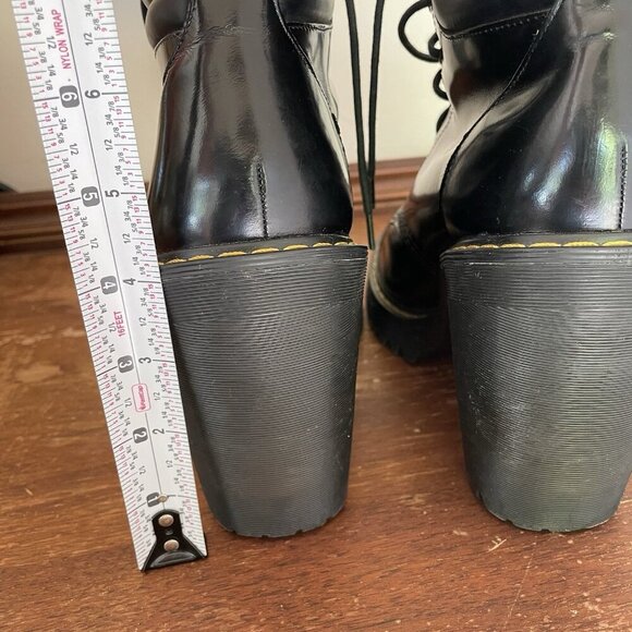 Dr Martens Persephone Black Patent Leather Look Ankle Heeled Boots Women Size 9 - Picture 11 of 12